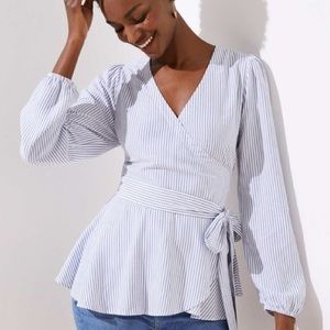 Loft Striped Wrap Blouse